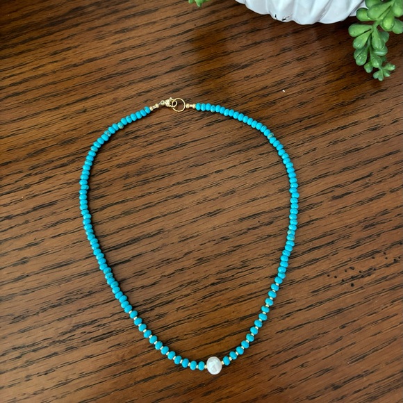 Turquoise & freshwater pearl necklace - Picture 1 of 1